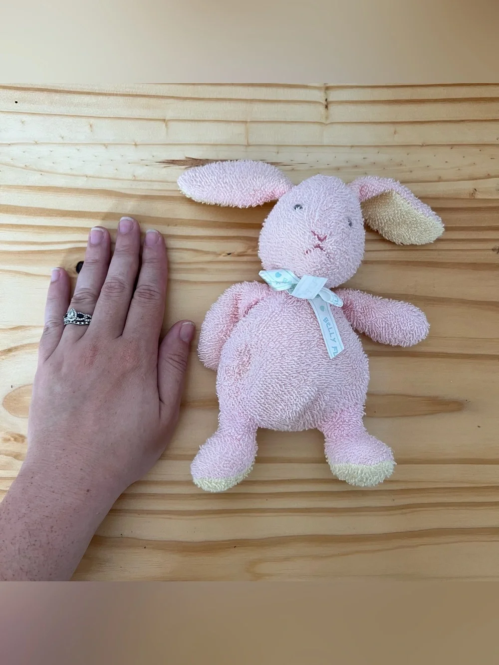 Prestige Belly Flops Buffy Pink Bunny Rabbit Terry Cloth Bean Bag Stuffed Toy
